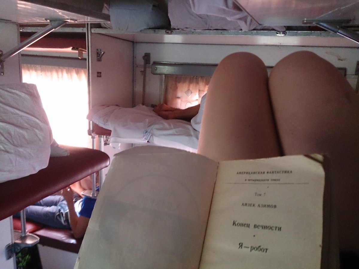 "B" for books. Actual printed books that don't need recharging, cos if u travel, u'll often find places with no electricity  Like this train in  #Russia that takes over 24h one way LOL. And yess, books r better than movies cos u get to choose actors & ain't limited by budget
