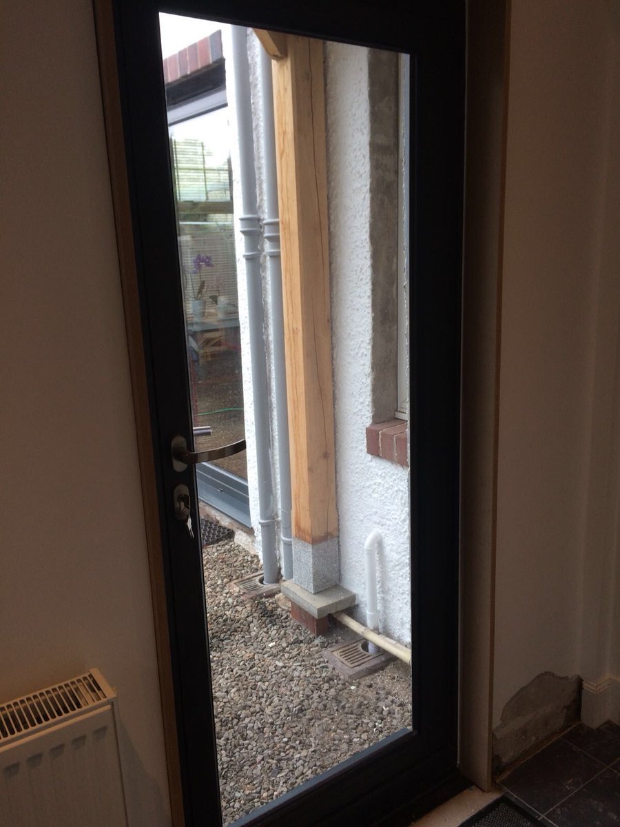 We can also offer a full range of front and back doors - Composite, aluminium &amp; fully glazed like we have done here to let more light in. Both our Edinburgh and Uphall showrooms are open today from 10am - 5pm. Stop by for a ☕️ &amp; 🍪 &amp; 👀
