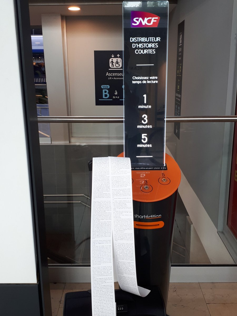 rase_phil's tweet photo. These days when you travel with @SNCF It is good to have @ShortEdition_EN in #trainstation so you can print & #read some #Literature. You can event print many long #stories 😎🤔😀💪
#TRAINenRETARD
@SNCF @ouisncf_news @SNCF_Digital @GroupeSNCF @SNCFReseau @ouisncf @ouigoSNCF https://t.co/QuoQmc6o04