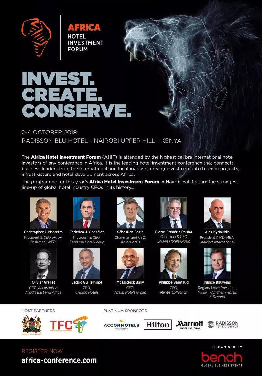 goplacesdigital's tweet photo. Africa Hotel Investment Forum 2018 @AHIF_News #GoAHIF2018 #GoAHIF @RadissonGroup @Accorhotels @RadissonBluNBO #GoRaddisonBluNBI @Marriott @HiltonNewsroom @azalaihotels @MagicalKenya #TembeaKenya https://t.co/dEUpOpqOn0