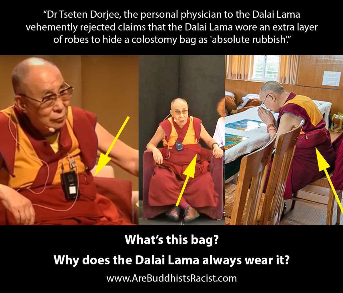 IndyHack's tweet image. If it's not a colostomy bag then what is it and why does the #DalaiLama always have to wear it?