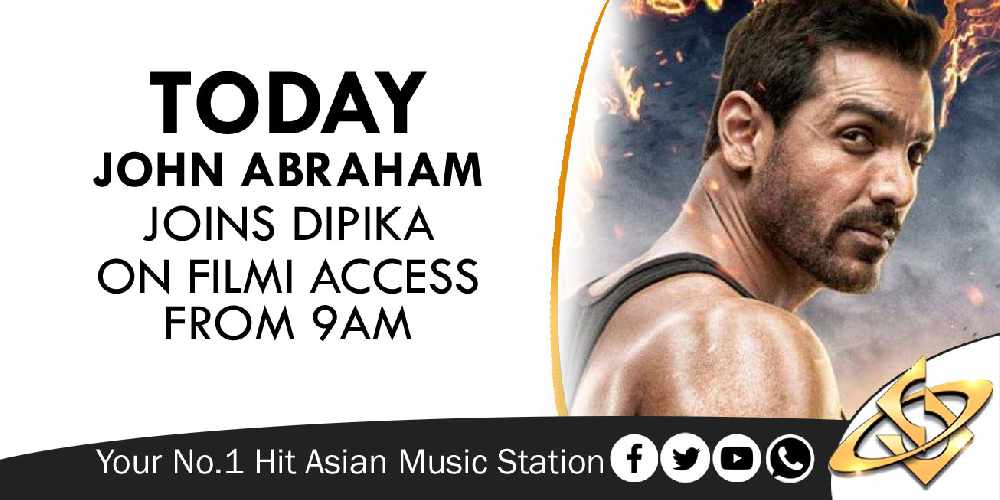 SabrasRadio's tweet photo. Joining Dipika today on #FilmiAccess - Bollywood action stud #JohnAbraham to talk about his latest film #SatyamevaJayate https://t.co/GEPHGGoMCQ