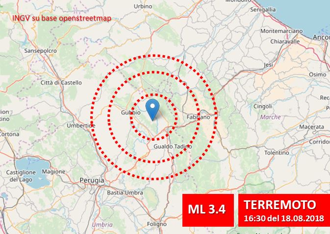 Emergenza24's tweet photo. [18.08-16:40] #Costacciaro #Perugia #TERREMOTO (16:30 UTC+2) ML 3.4 -8 km https://t.co/GaM3ZukCQy