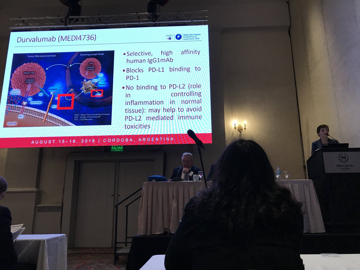 IASLC's tweet photo. This morning at #LACLC18, Dr. Clarissa Mathias followed Dr. Raez’s presentation by discussing clinical trials for anti-PD-L1 inhibitors, indicating in her final slide that there may be a promising road ahead. #LCSM https://t.co/54Cj0nLLDR