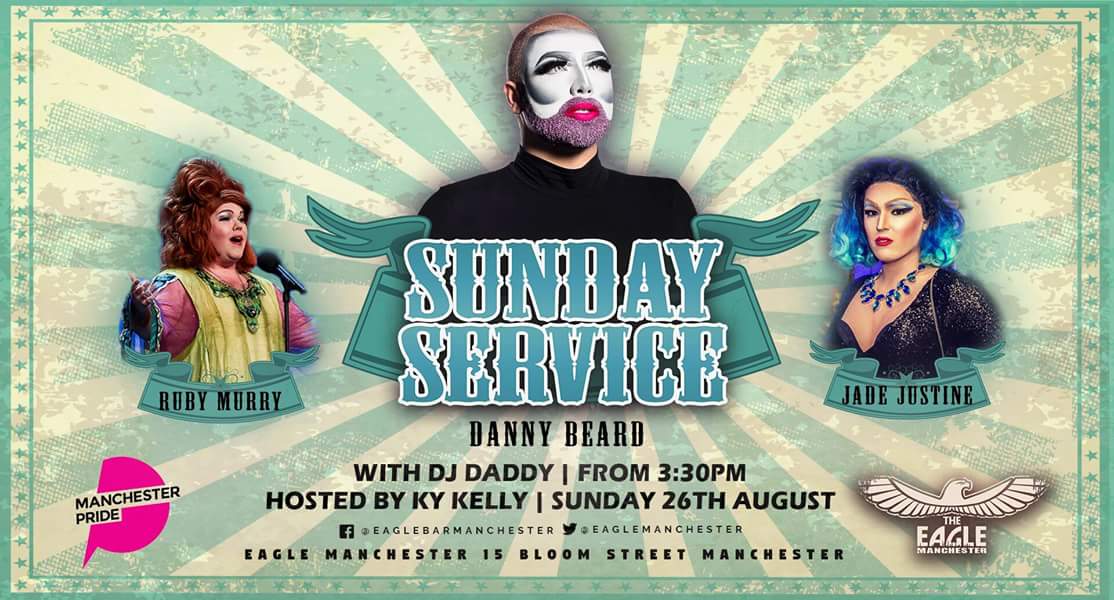 DJSTUUK1's tweet photo. Great entertainment for @ManchesterPride 2018 at the @EagleManchester with @dragwithnoname @marymacofficial @KYKellyOfficial @JadeJustine_ @thedannybeard #rubymurry #ManchesterPride https://t.co/0YRBv1QbTr