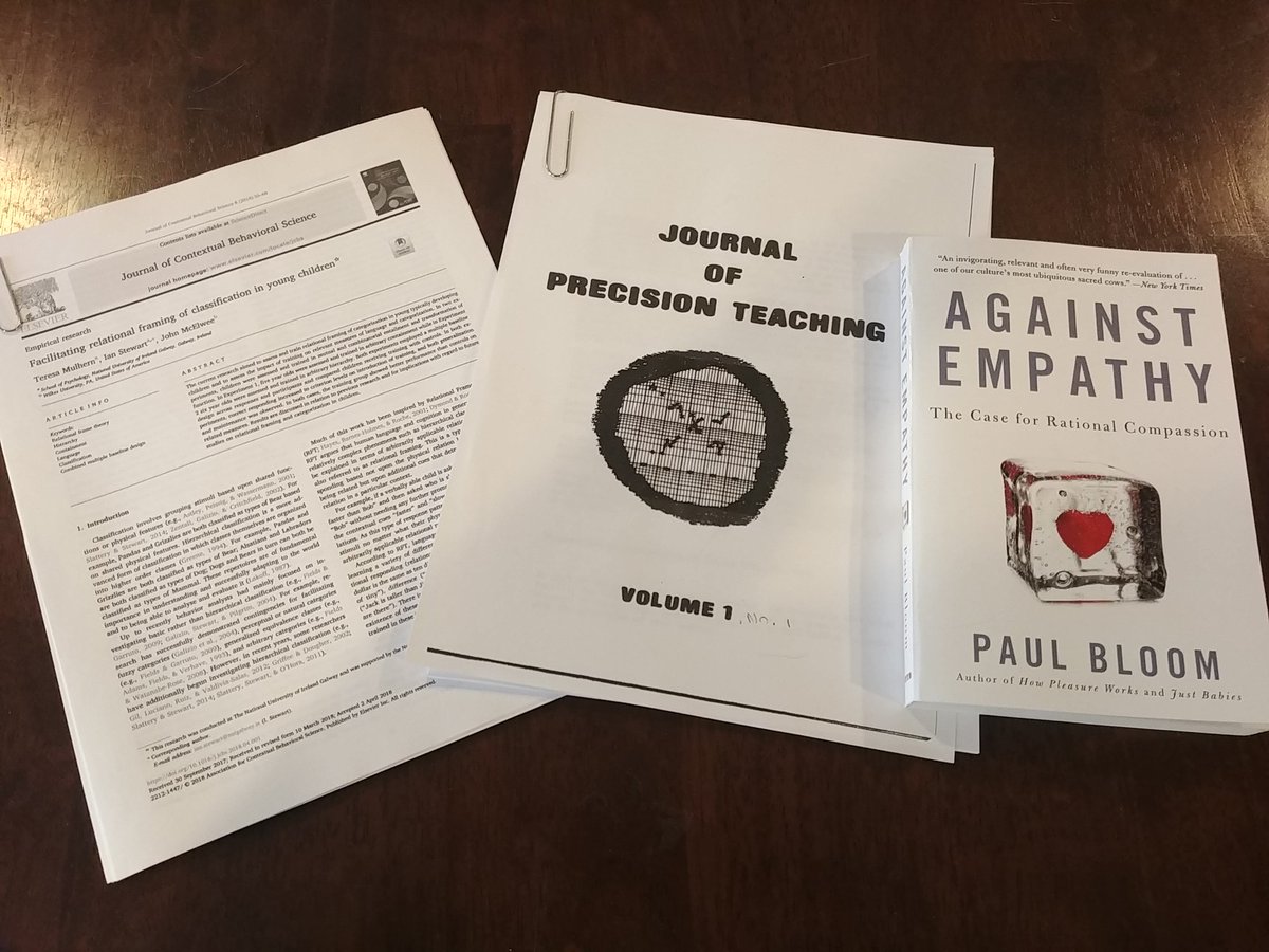 Behav_Inquiry's tweet photo. My goals for the day:
1) Re-read @RFT_gal (Mulhern, et al) with a better understanding of #RFT.
2) Get some 1980s #precisionteaching knowledge from the original research.
3) Rational compassion better for psychology than empathy? Let's see.
#ABAreadathon #aba @ABAreadathon https://t.co/CuAHiog0Kn