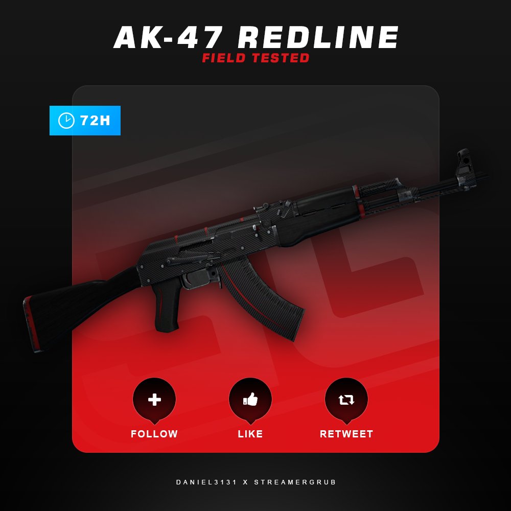 TheDaniel3131's tweet photo. 🎁($7) AK-47 | Redline🎁    

★RT + Tag 2 Friends🔥  
★Follow @TheDaniel3131💙   
★Follow @StreamerGrub💙    

ENDS 72 HRS🎉   

#CSGOGiveaway https://t.co/WCbSFDLONA