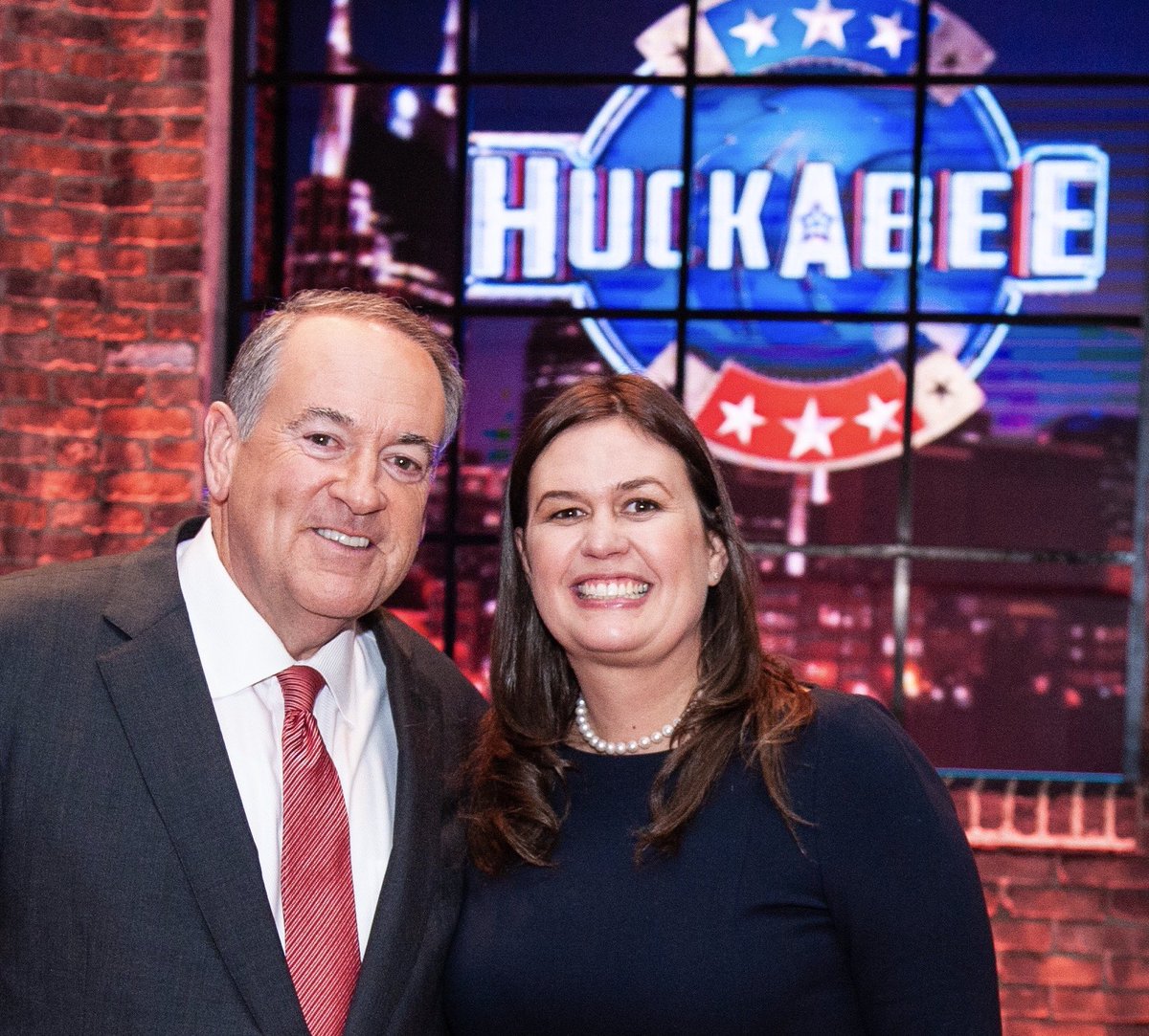 GovMikeHuckabee's tweet photo. A side of @PressSec you won’t see from the MSM 2nite and Sunday on @HuckabeeOnTBN 8/11pm et &amp; 7/10pm ct.  It’s what the media won’t report but I will because I know things! https://t.co/uu58XTfRm2