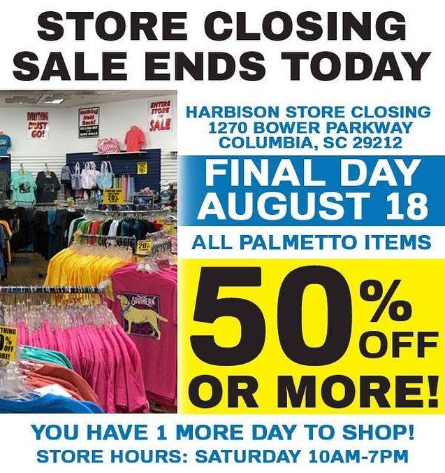 PalmettoTrad's tweet photo. Last Chance!! Palmetto Traditions Store Closing Sale Ends tonight at 7pm! #southern #columbiasc #southcarolina https://t.co/66d6hvB1Dx