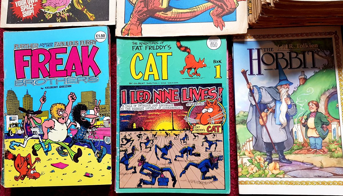 MarkRJones1970's tweet photo. All my #comics #MonsterFun #Buster #Jackpot #Beano #WhoopeeComic #ScreamComic #2000AD #MadComic #FreakBrothers #Slaine #FatFreddysCat #TheHobbit #TappingTheVein https://t.co/lPeMSVLJl2