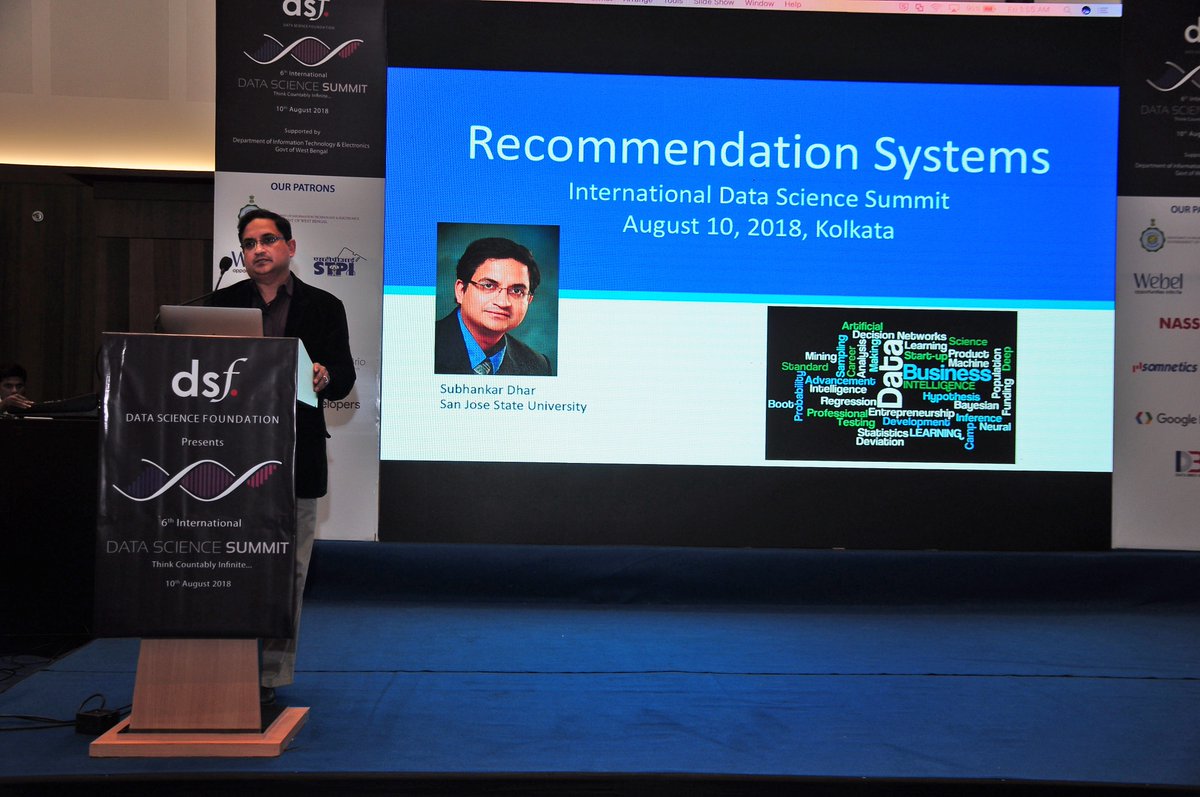 DATASCIENCEFDN's tweet image. Dr. Subhankar Dhar, Professor, San Jose State University conducting a hands-on master class on &quot;Recommendation Systems&quot; at 6th International Data Science Summit 2018. #DataScience #AI #RecommendationSystem