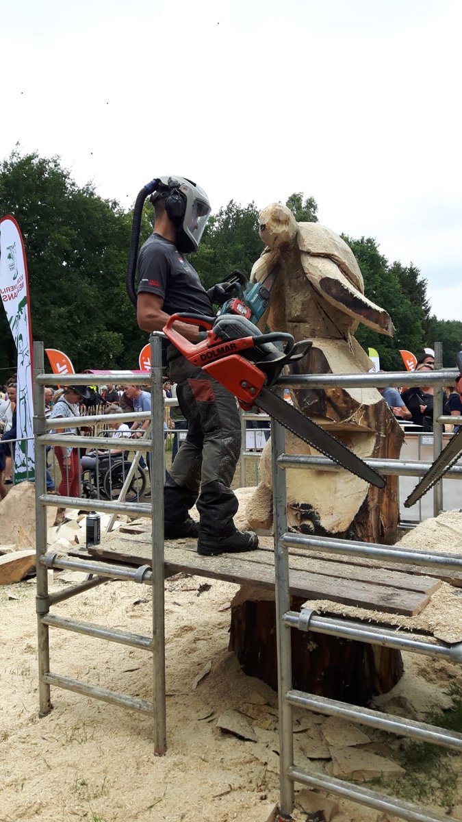 Dolmar #carvingteam aanwezig bij het NK carving tijdens de #houthakkersfeesten dit weekend in Lage Vuursche. Succes allemaal.