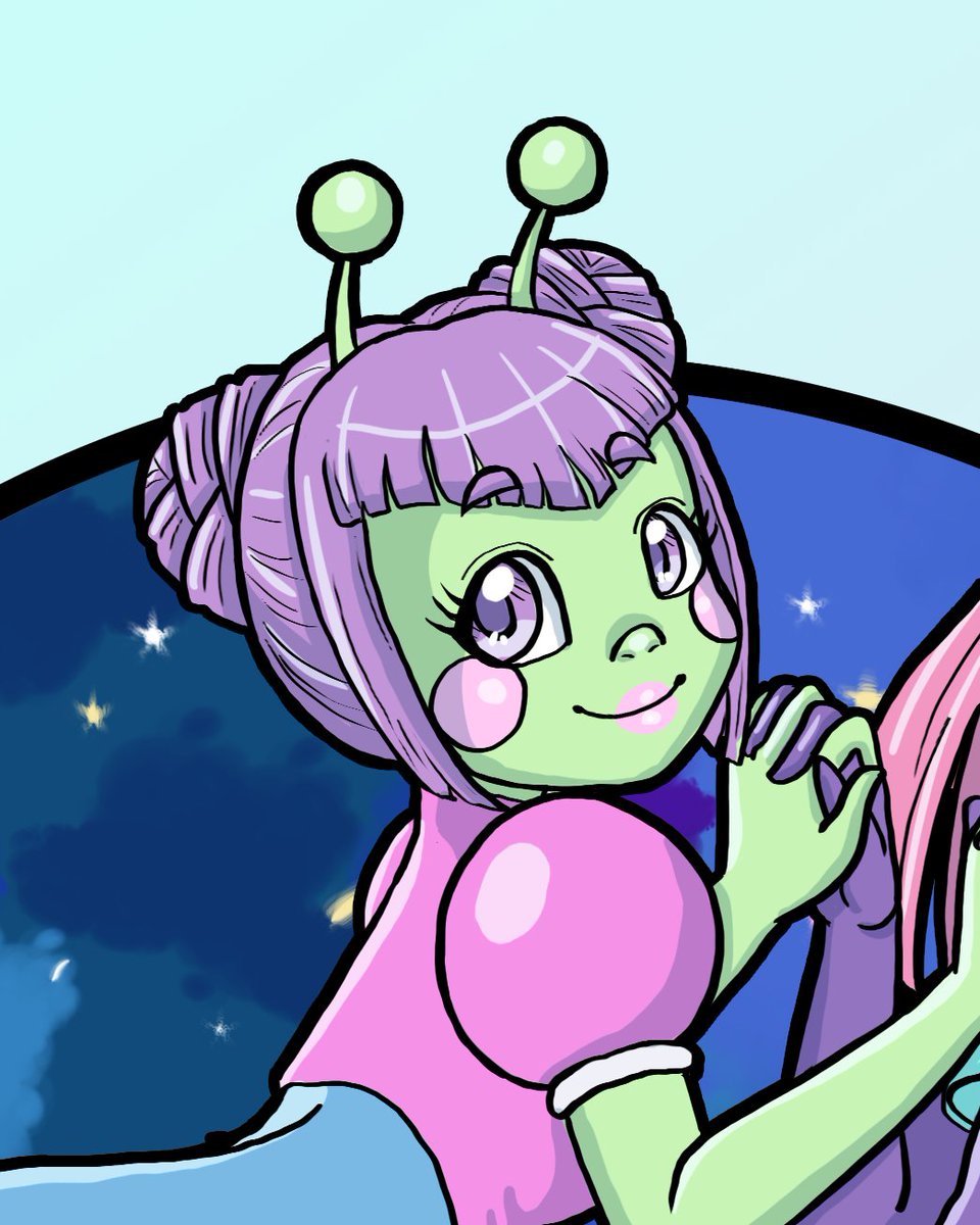 ShakyButtGame's tweet photo. Just a cute alien couple for #cutiesaturday ! 💜💚👽💚💜

Don't forget, #SpaceBaeSundae is coming, and with it a new episode of Shaky Butt! 
Follow @MinaTheQuirc , @TommyTangan and others for the full story, or just check out the free app from @fromEveryst for easy reading! https://t.co/ulll57mDZp