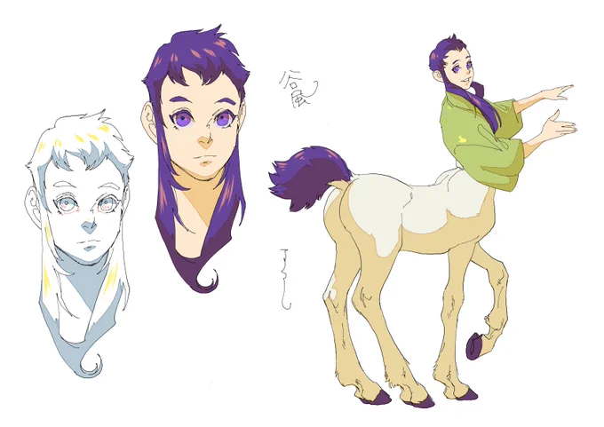 【アニメ設定画(風)】さて第二部のキャラクターです! 谷風!墨佳さん曰く「パーツはパパ(小雲雀)譲りのキリッと感があるのにちょっとトロンとした表情がとても小梅似」とのこと。#人馬 