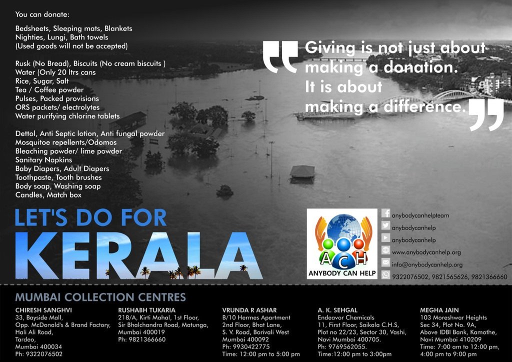 harsh_r_shah's tweet image. Mumbaikar let&apos;s help people in pain let&apos;s help kerala with team @AnybodyCanHelp

#KeralaFloods #anybodycanhelp