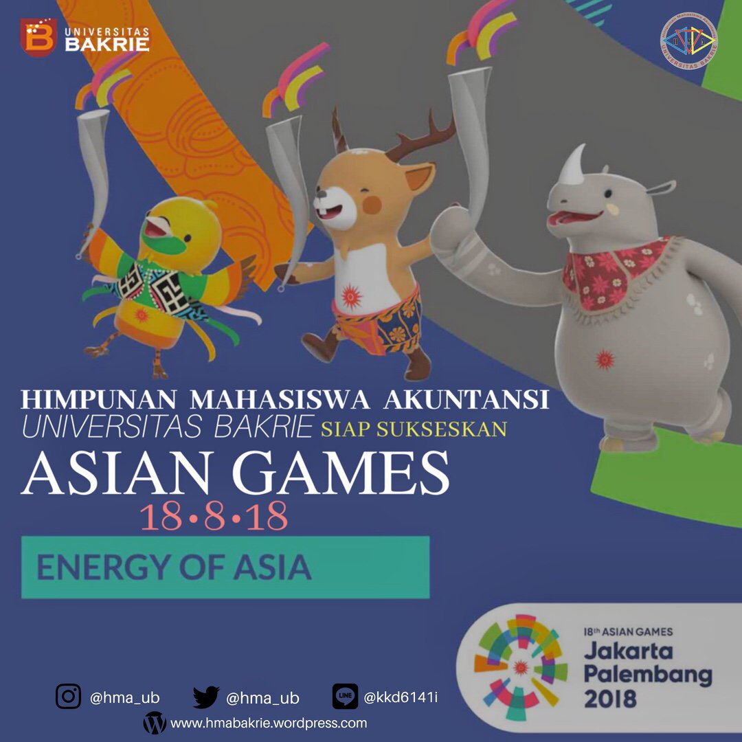 "ASIAN GAMES 2018"

Kami Himpunan Mahasiswa Akuntansi Universitas Bakrie siap dukung dan sukseskan rancangan acara asian games 2018 di Jakarta&amp;Palembang!✨

#energyofasia 
#asiangames2018