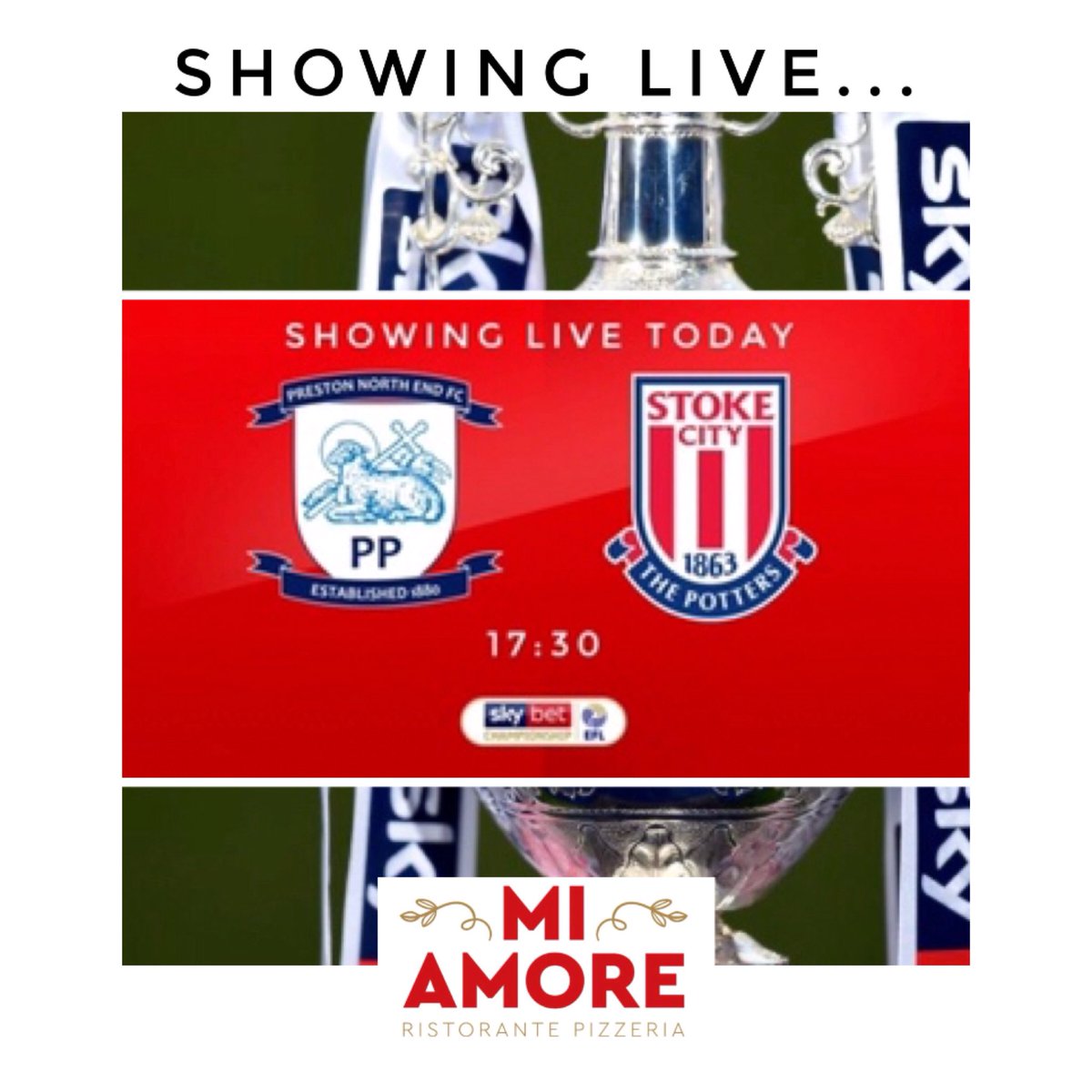**Championship &amp; Premier League Games Showing THIS Weekend**

Cardiff v Newcastle is on now, then later we have the big one - Chelsea v Arsenal

Stoke City fans your game is on today too... 

Watch YOUR game at Mi Amore! 

#stokecity #chelsea #arsenal #mancity #manutd #livesport