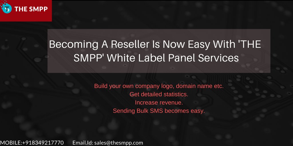 TheSMPP's tweet image. With the help of The SMPP’  White Label panel or interface any enterprise  can become its reseller.To  know about it:visit our site bit.ly/2vPBlnA  Moblile+918349217770 or sales@thesmpp.com  #TheSMPP #SMPPserver #SMPPpanel #SMPPclient #SMPPreseller #SMPP #SMS