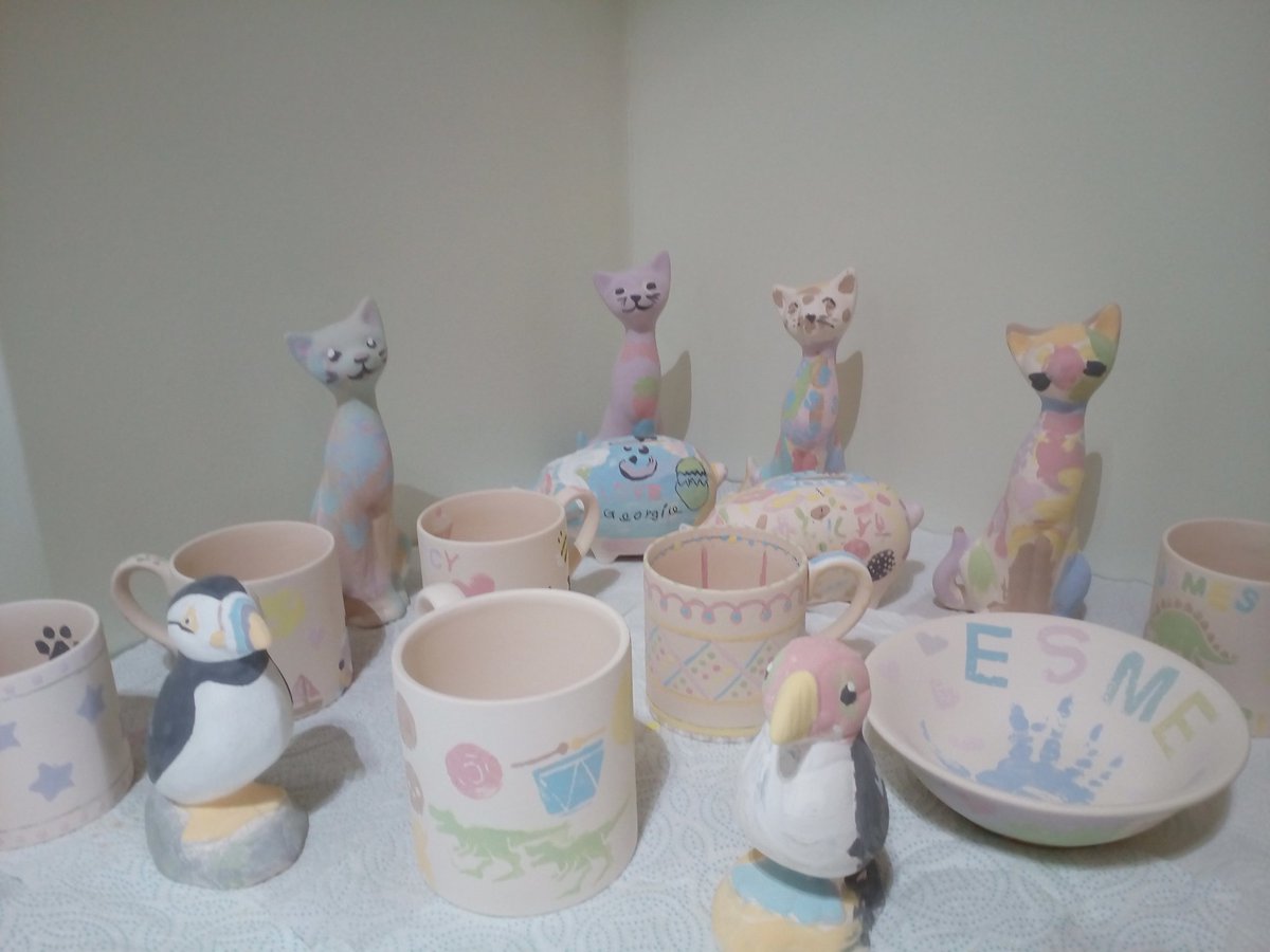 Looking for something to do this half term? Paint your own pottery on our made wares and we will glaze and fire all these for the perfect finish #pottery painting #stokeontrentactivities #paintapotstokeontrent #potteryfactory #trenthamgardens