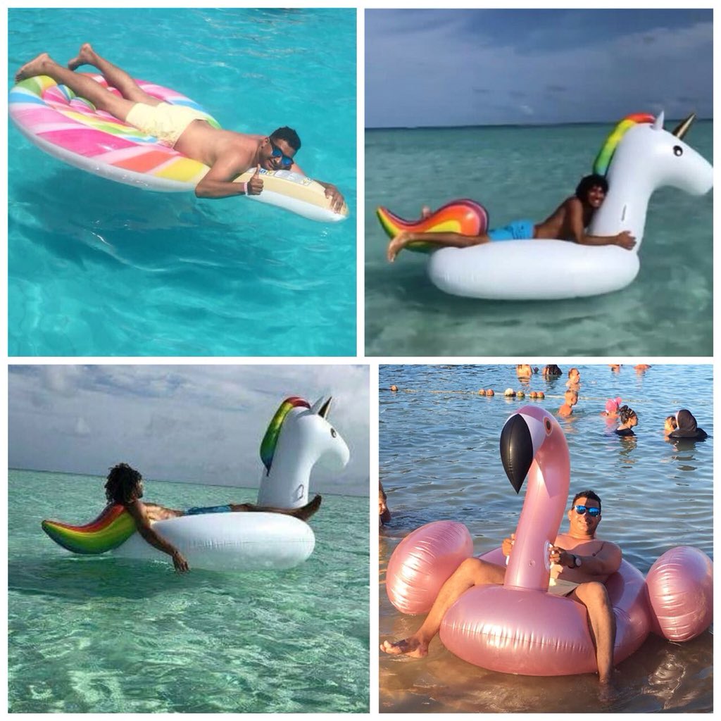 3liAshraf's tweet photo. Who is better @3liAshraf @ElNennY 😍#Hurghada #maldives #summervibes #summervaction #inflatableduck #flamingo https://t.co/t2IeGU5fg8
