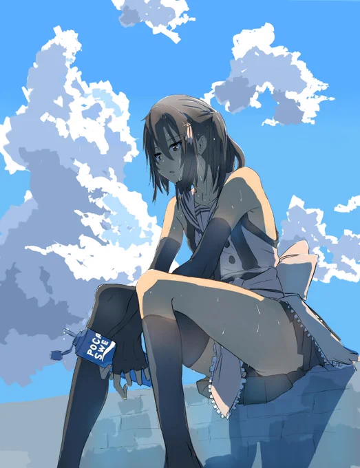 汗だくで肌を焼かれる川内・・ 尊い・・ #艦これ 