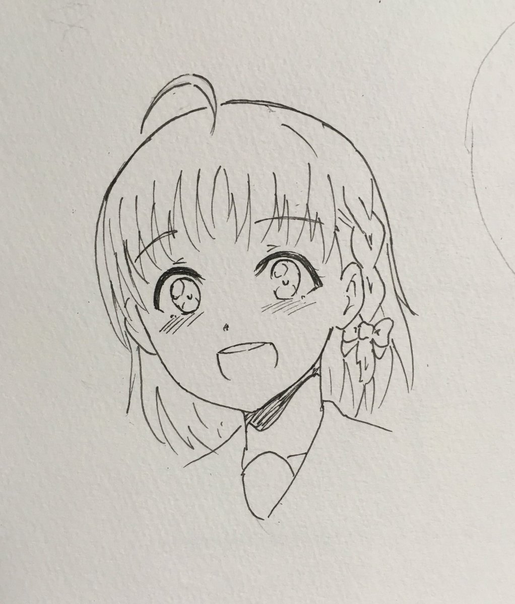 ペンで線画するの大嫌いで シャーペンで濃く書いてたけど 今日買った0.1と0.05のペン ちょうどいい太さでめっちゃ 描きやすかった(試し書き)