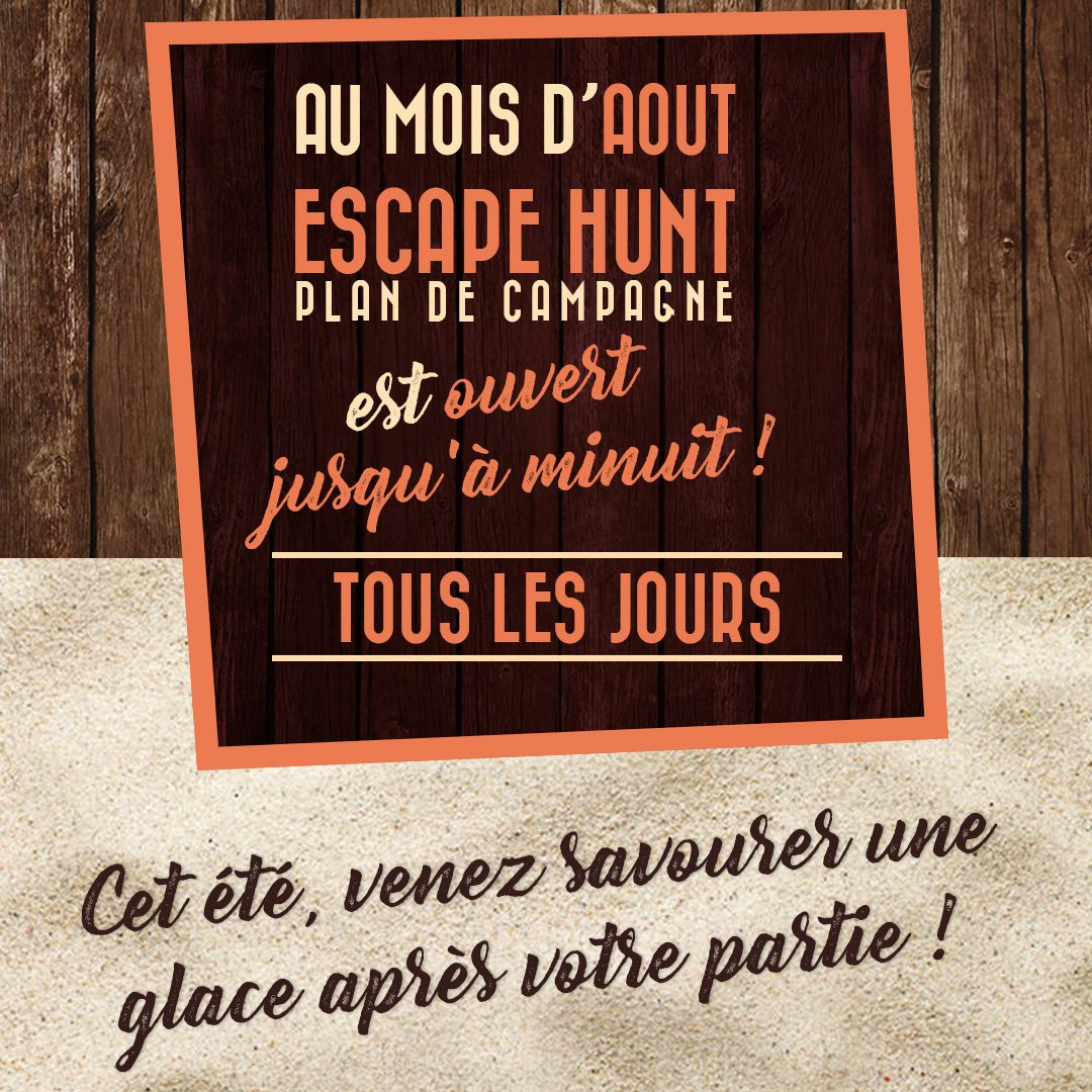 EscapeHuntMARS's tweet image. #escapehuntmar est ouvert jusqu'à minuit au mois d'aout !
Venez menez l'enquête en famille ou entre amis chez Escape Hunt à Plan de Campagne !
#aout #family #friends #summertime #detectives #enquete #escapegame #escaperoom #minuit #ouverture #touslesjours