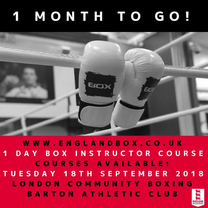 BOXEngland's tweet photo. ⚠️⏳DON'T MISS OUT⏳⚠️
Not long to go until our upcoming BOX Instructor Courses in September...
🥊Tuesday 18th @ LCB, London
🥊Tuesday18th @ Barton AC, Northwest
👩‍💻More information and bookings online here: https://t.co/zgMgo8CamO👨‍💻 https://t.co/AUCHYAFYfA