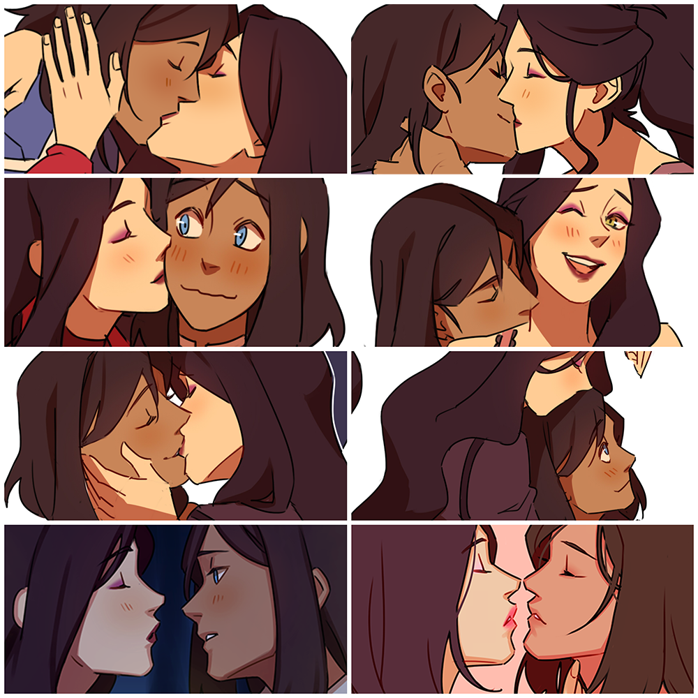 Pockicchi's tweet photo. a compilation of all the korrasami kisses/almost kisses that i drew 👀👀 https://t.co/qeiTtFwTLu