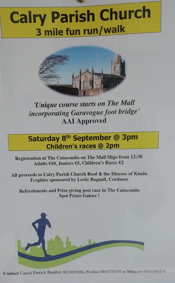 Calry 3 miler Saturday September 8th at 3pm