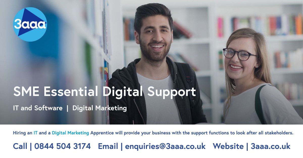 3aaa Apprenticeships can provide you with an expert workforce in the departments that are vital for your business to reach its best. Hire an IT or Digital Marketing Apprentice today and make sure your business is digitally ready for the future: buff.ly/2L5N601