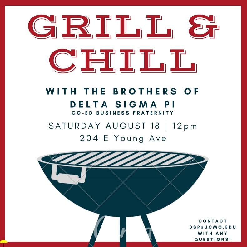 Kick off the weekend with a grill out lunch with the brothers of Delta Sigma Pi! We're gonna meet in the Mazzio's parking lot and someone will show you where to go from there. Hope to see you there!