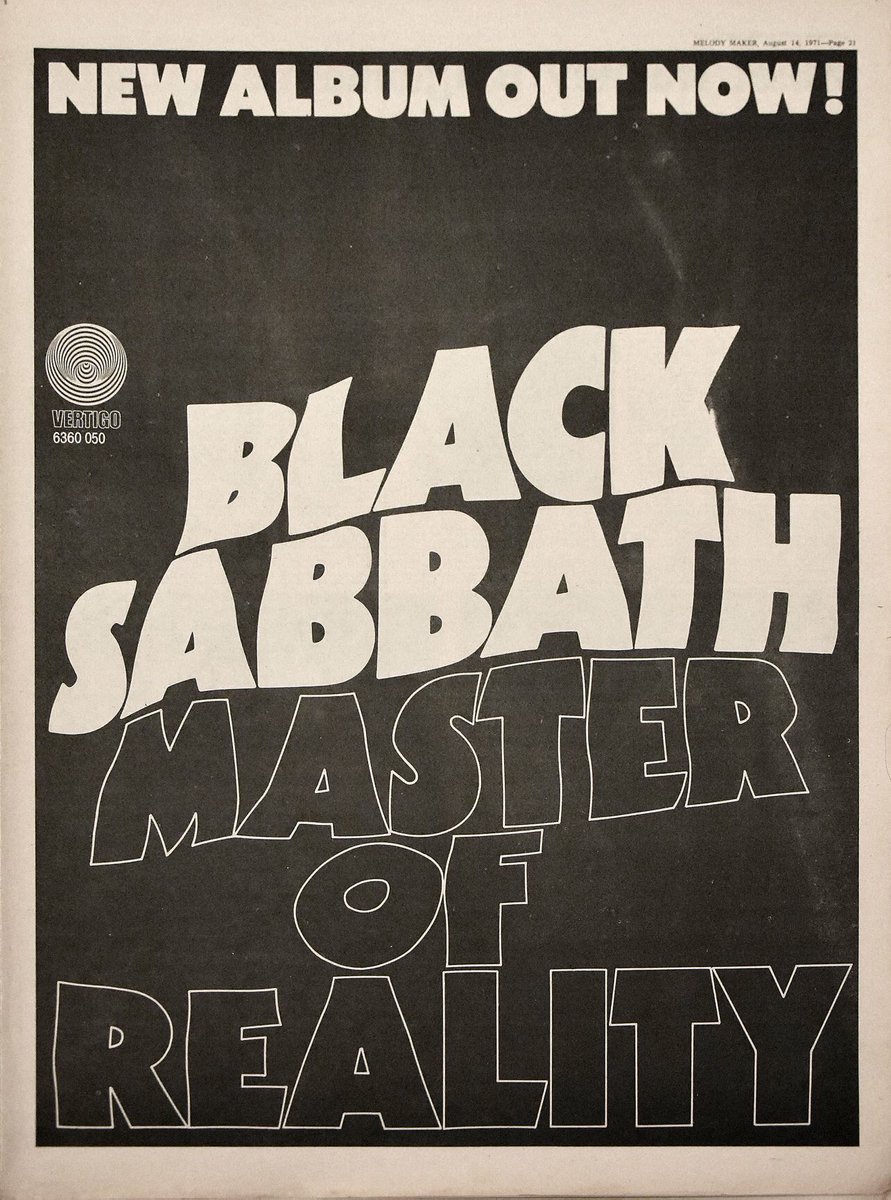 BlackSabbath's tweet photo. Master of Reality album ad from August 1971 https://t.co/5u4etVJuYP