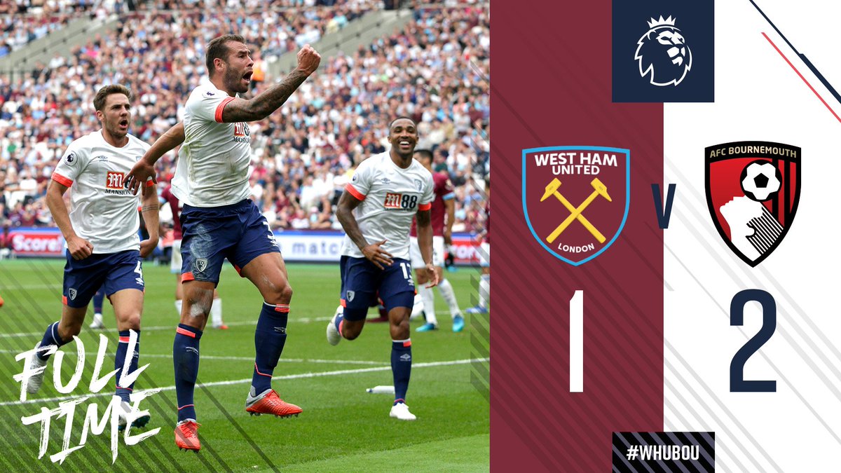 afcbournemouth's tweet photo. Comeback complete! ✅😀💥

#WHUBOU // ⚒️ 1-2 🍒 https://t.co/4jwdGJCzGR