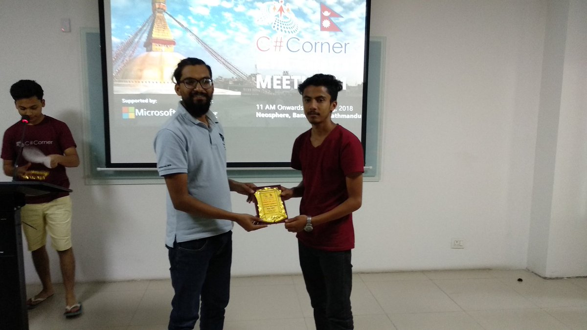 adibit101's tweet image. @CsharpCorner   #csharpcornernepal @mahesh_dahal handing over Token of Love to your valuable speaker @zearaez_sam
Thanks everyone for your kind support.
