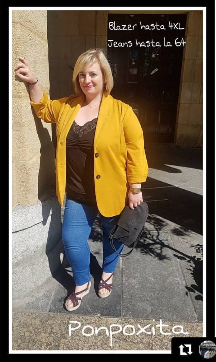 Aitzi83's tweet photo. Seguimos promocionando la nueva temporada de @ponpoxita35
¿ qué os parece el conjunto? 💛
#Donostia #Sabado #outfitoftheday #plussize #plussizefashion #moda #tallasgeandes #curvysupermodel #curves #mujeresreales #modaxl #tutallanoimporta #ootdfashion #moda
#XXL https://t.co/QFbpuqfLzc