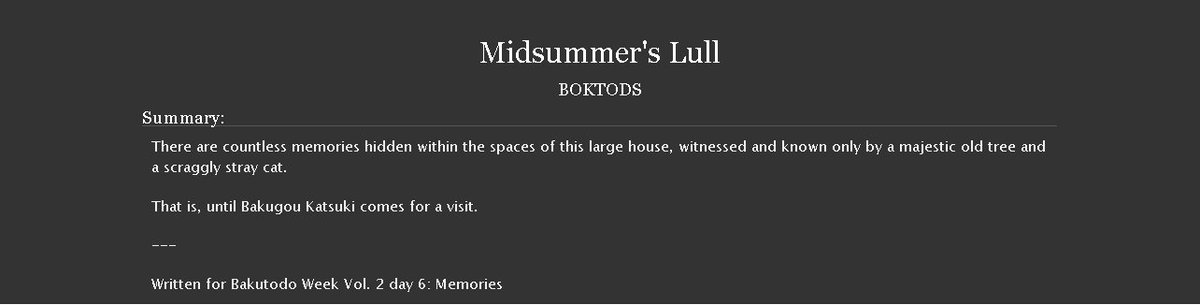 bepsick_'s tweet photo. Midsummer's Lull 
4k | rated teen and up | written for #bktdweek18_vol2 day 6 prompt: memories

does todoroki shouto is furry? 

https://t.co/XET040fV4f https://t.co/2NX9rqlDWu