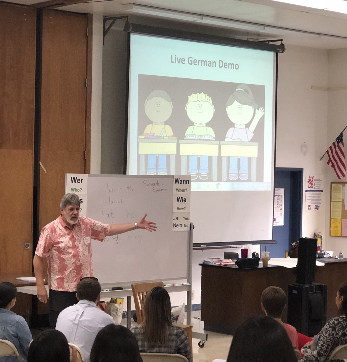 mitadmitad's tweet photo. Here Harrell @CompellingInput w/ his calming presence introduces 1 structure at a 🕰. HAS ☕️, WANTS ☕️ or tea?, BRINGS the ☕️. Learners need teachers to go SLOW + stay in bounds! 🧠 break in the TL: Maya HAS a rock in Rock, Paper ✂️ (snake edition). #CoachFallKickoff2018 https://t.co/ofcrQWFDxB