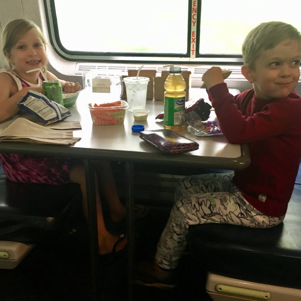 LizSullivan's tweet photo. 🚊🚂 Rolling into vacation like ahhhhh! @Amtrak @downeaster #RailFans #TrainLunch #TrainToMaine https://t.co/OZR8liifeK