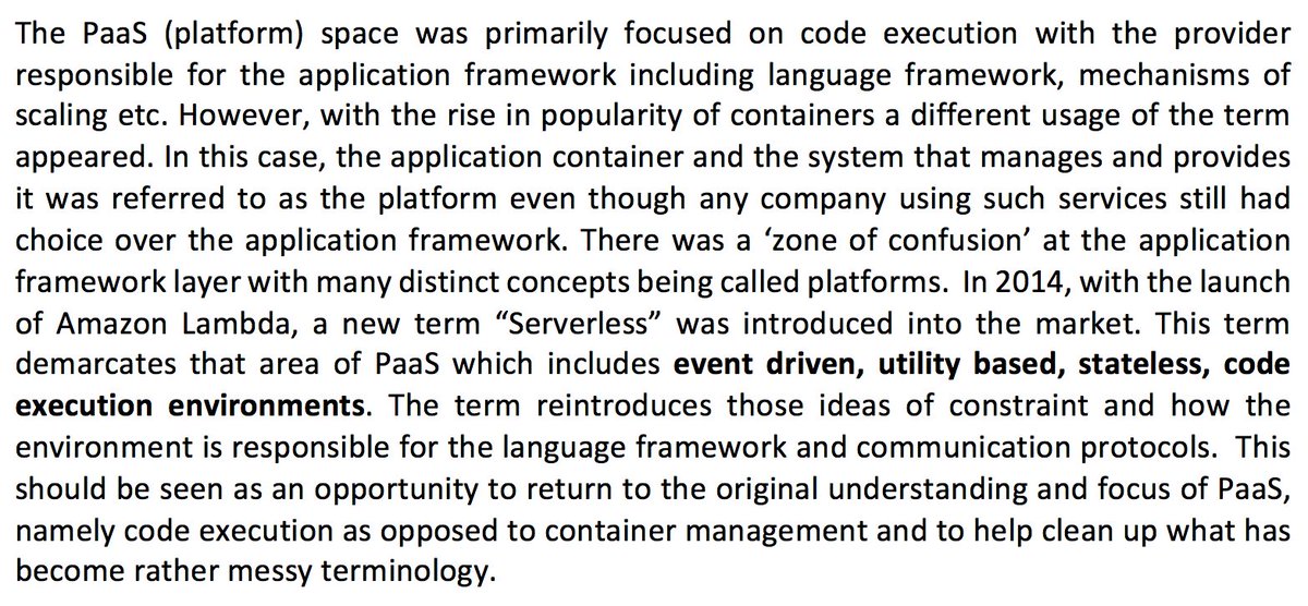 Asked about the difference between PaaS and Serverless. If we simply focus on Serverless (as opposed to Serverless Architectures - a combination of Serverless and Services) then ...