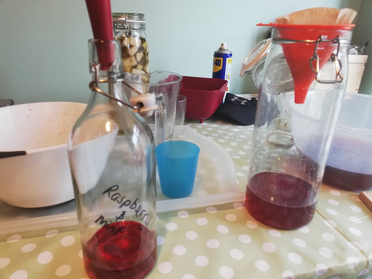 MotherOfDickies's tweet photo. What else to do on a Saturday afternoon than filter and bottle the homemade fruit gins, vodka and rum
#raspberryandmint
#rhubarbandorange
#plumandcinnamon
#pineappleandmint https://t.co/t9MSDc54oS