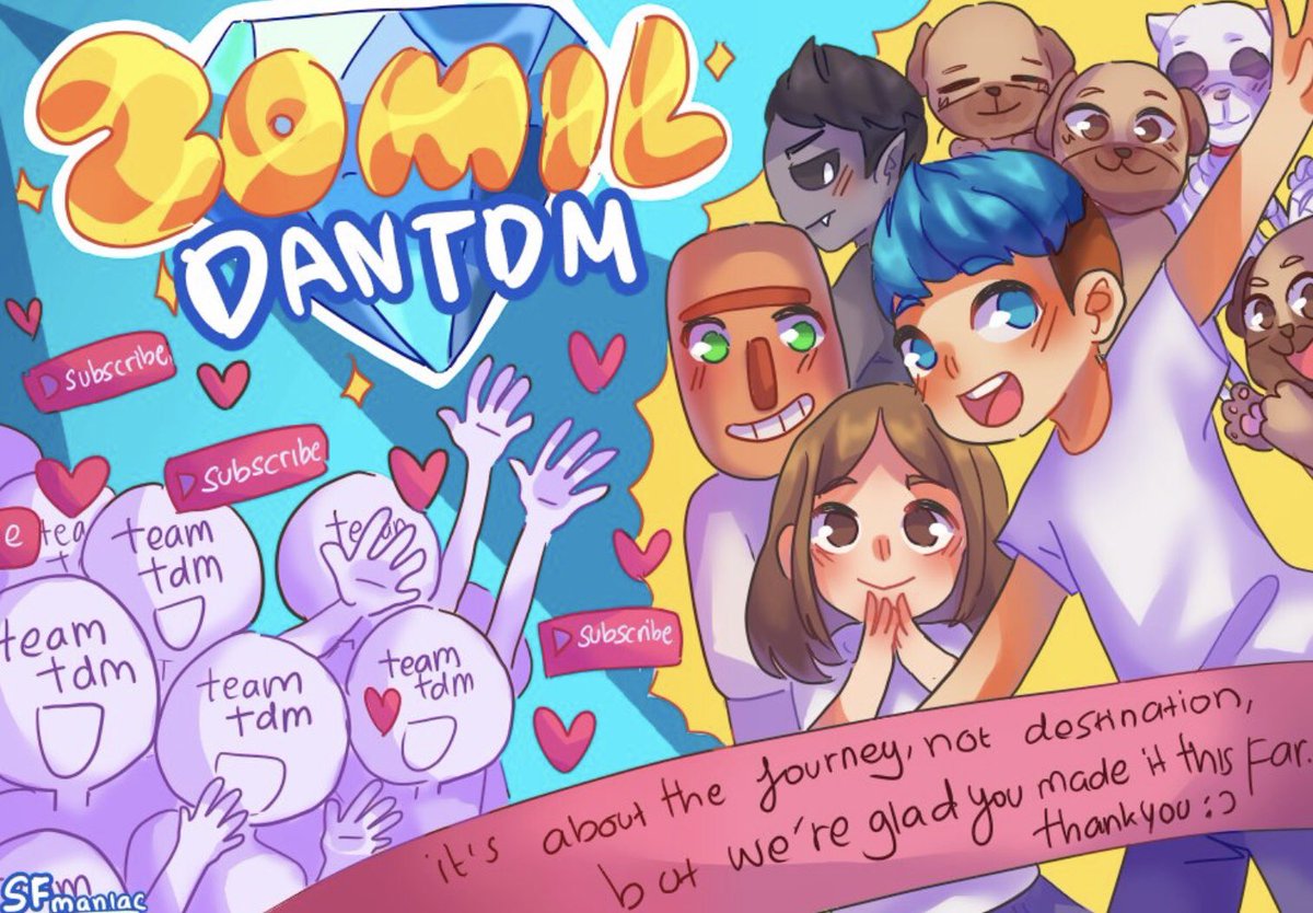 dantdm's tweet image. We hit 20 million subscribers today.
I’m blown away.
I don’t even know what to say 😭
Thank you. So much. 💎💙
Amazing artwork by @DanielsVarol
