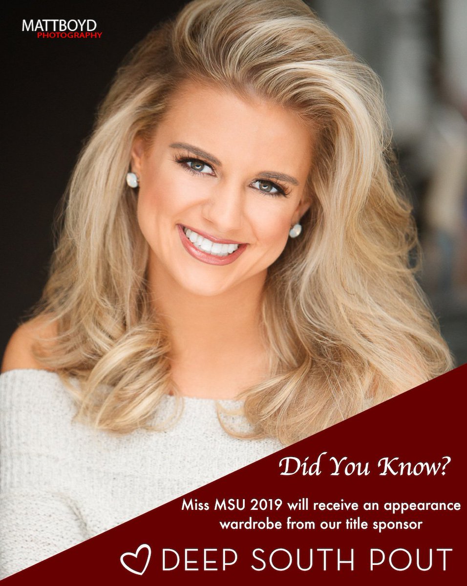 Don't miss the Miss MSU Interest Meeting on Thursday, Aug 23 @ 6pm in Fowlkes Auditorium! Learn more about scholarship opportunities, the pageant and our AMAZING title sponsor <a href="/deepsouthpout/">Deep South Pout</a> #whowillshebe