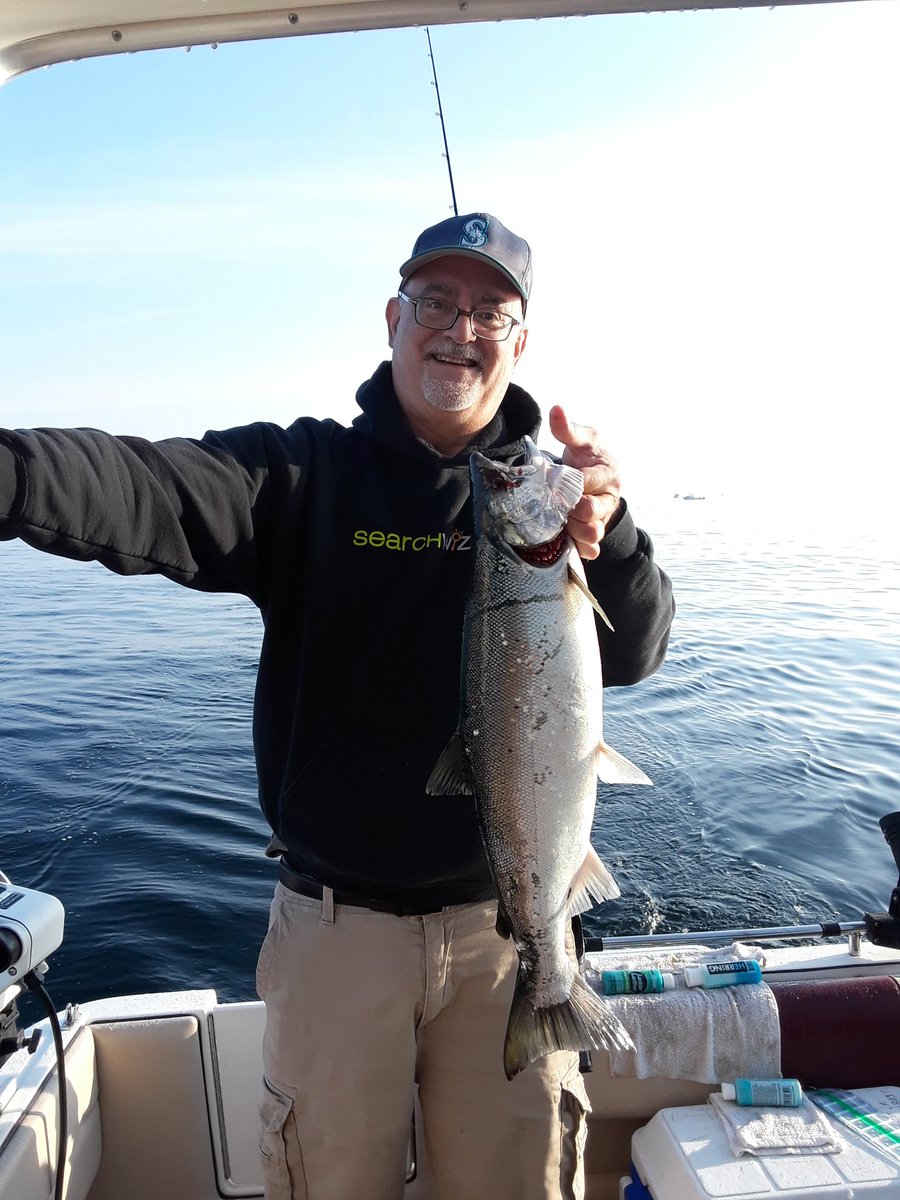 Dan_Wish4's tweet photo. Must be the lucky sweatshirt that enticed this ocean run coho to my lure. #searchwizardslife https://t.co/C4E0YtDchN