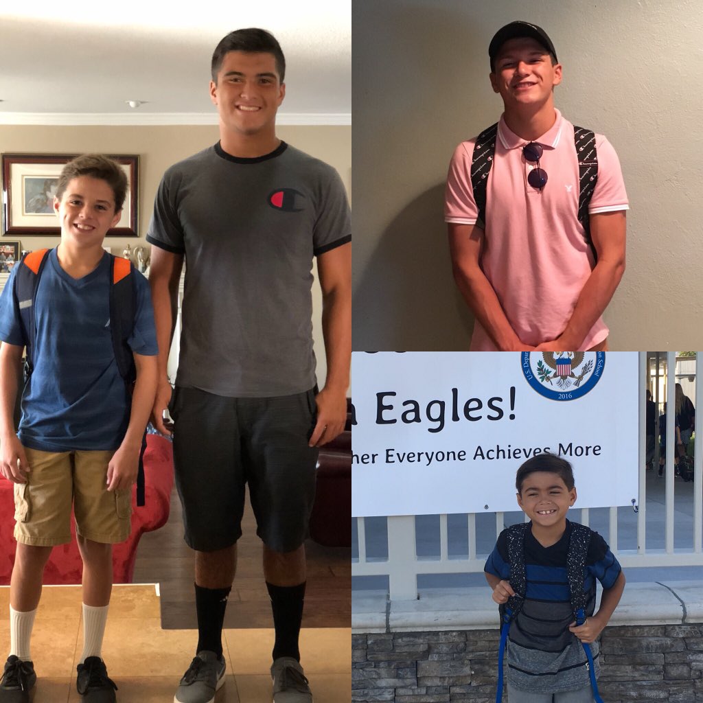 coachcarrillo's tweet photo. Senior, sophomore, 7th, and 3rd. And just like that...summer is over. #SimiSchoolsFirstDay2018 https://t.co/FEULMzJe2c