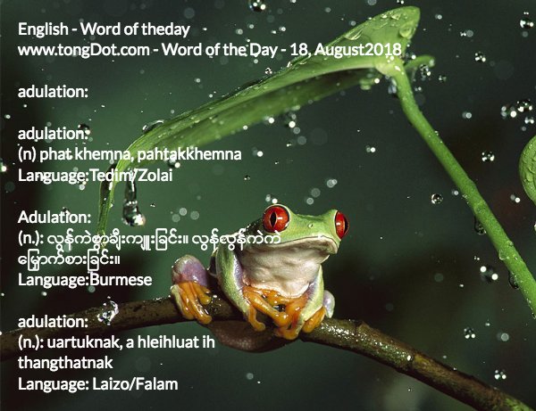 TongDot's tweet image. #adulation : English Word Of The Day @ tongdot.com/search/Adulati… #birma #burma #myanmar #zomi #chin #falam #hakha #dictionary  mailchi.mp/ff3b5d7060b7/a…
