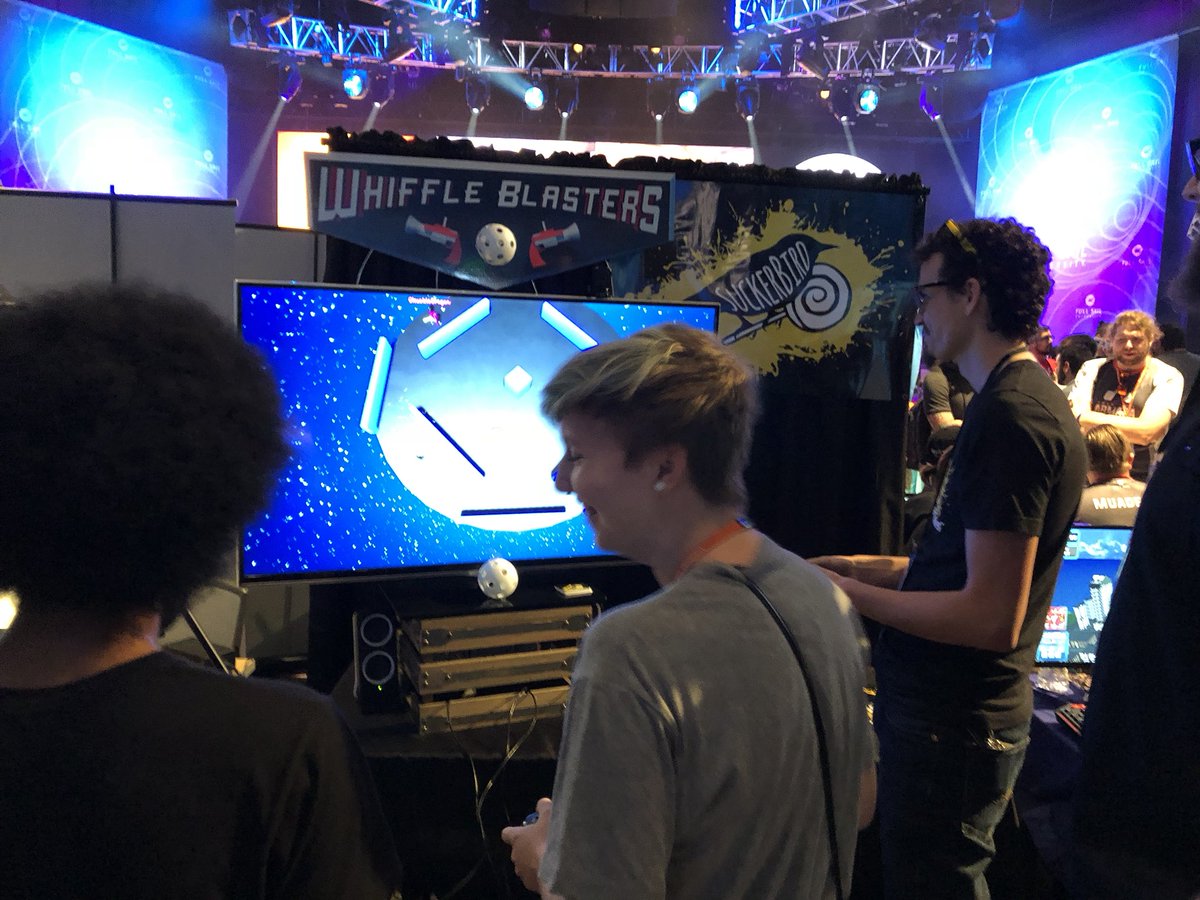 Hoganationn's tweet photo. Checked out @OrlandoiX and met with some cool game devs. My favorites were @bionicbenbo and @hydezeke’s Flamburge, SuckerbirdsGames’s Whiffle Blasters, and @MFishGames Ramen Shot (which you can get now on mobile!). Thanks guys/gals for the fun games! #OrlandoiX18 https://t.co/ey0OGCbkJL