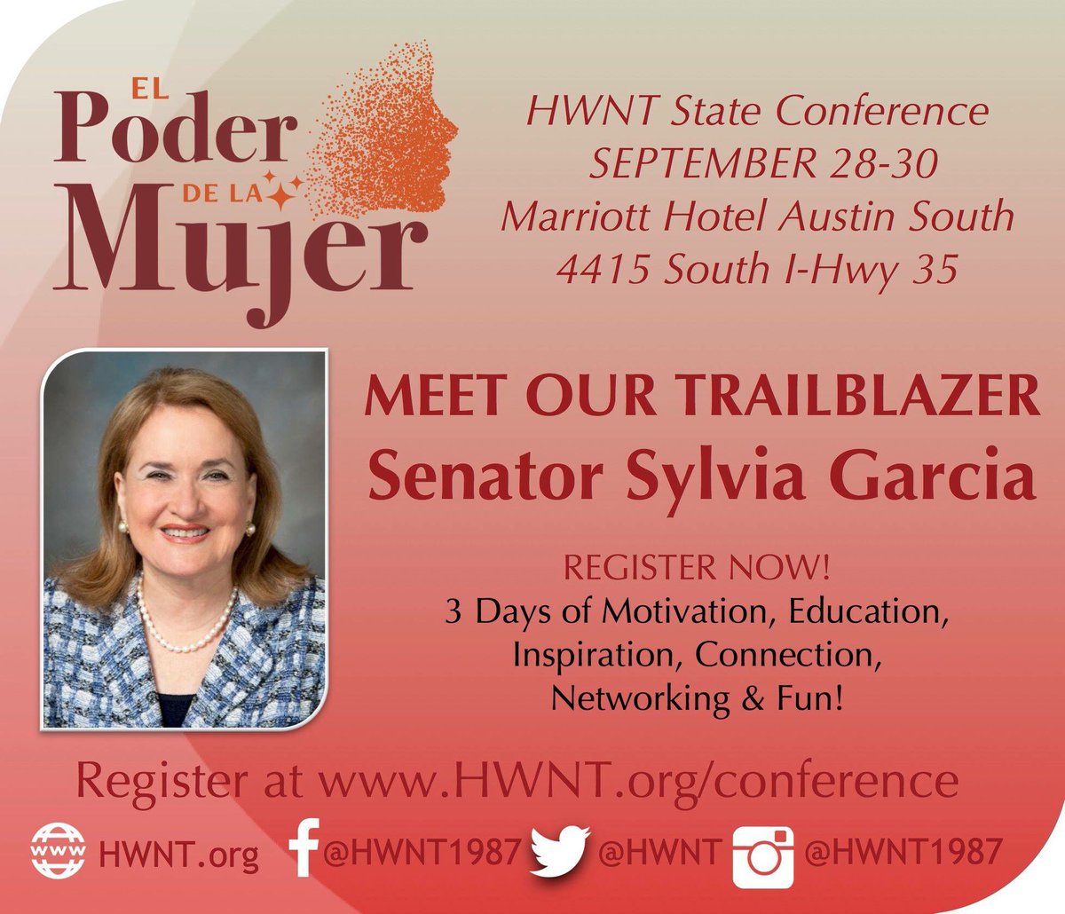 lupitamorin's tweet image. Congratulations to Senator @SenatorSylvia for her upcoming recognition at @HWNT Conference! #elpoderdelamujer