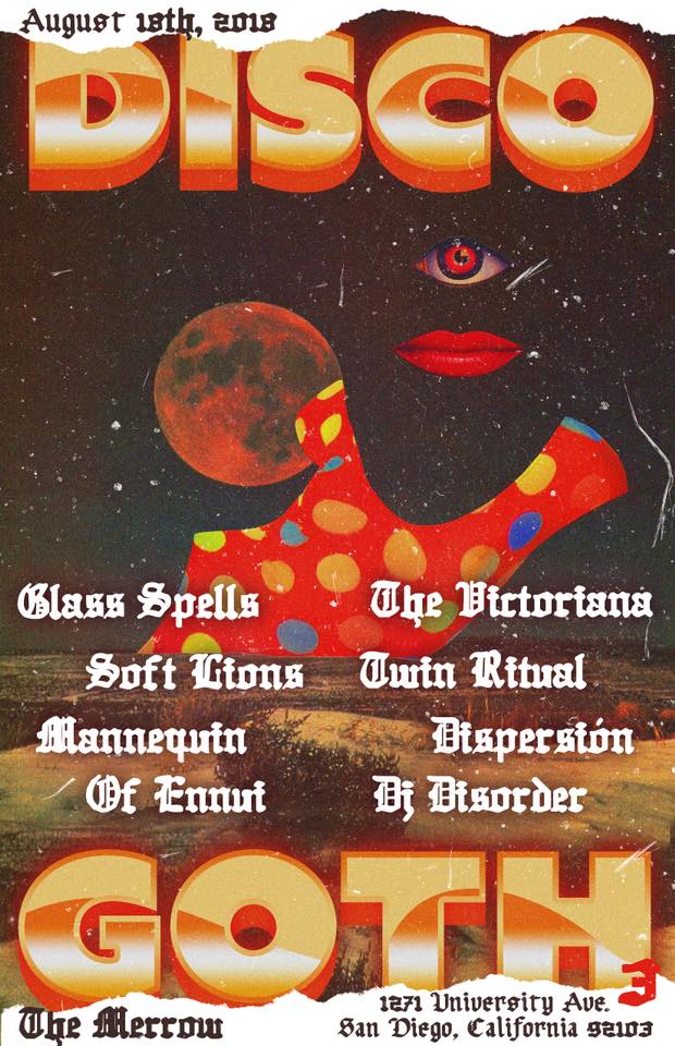TONIGHT: Come through for one of the biggest parties of the year: Disco Goth 3 ft. <a href="/glass_spells/">Glass Spells</a>, <a href="/Soft_Lions/">Soft Lions</a>, <a href="/TwinRitual/">Twin Ritual</a>, Of Ennui (<a href="/FoxxPress/">Brian Strauss</a>), Dispersión, <a href="/TheVictoriana/">Ana & Marie.</a> + Mannequin! 7pm / $10 at the door 🔮🖤