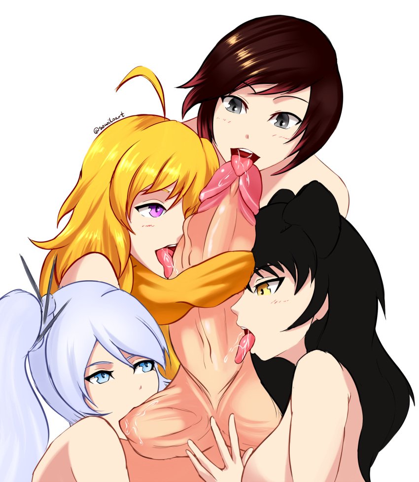 Team RWBY after <a href="/WhiteFangLeader/">♠️ Sienna ♠️</a> made Weiss get them to bond over her cock.. Weiss totally isn't upset she has to share.